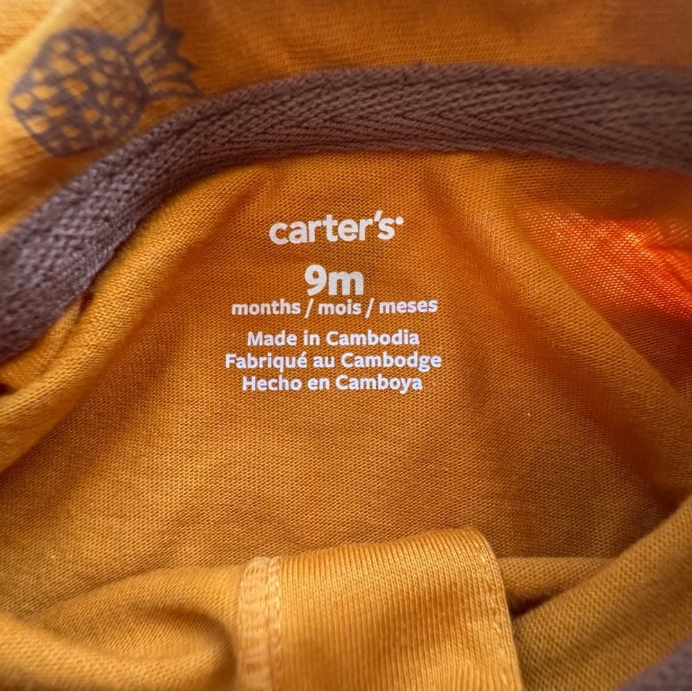 Carters‎ Two Piece Orange Pineapple Bodysuit Shorts Outfit Baby Boy 9m NWT
